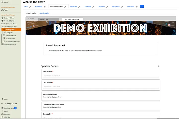 The new integrated Form Designer and Submission Stages image